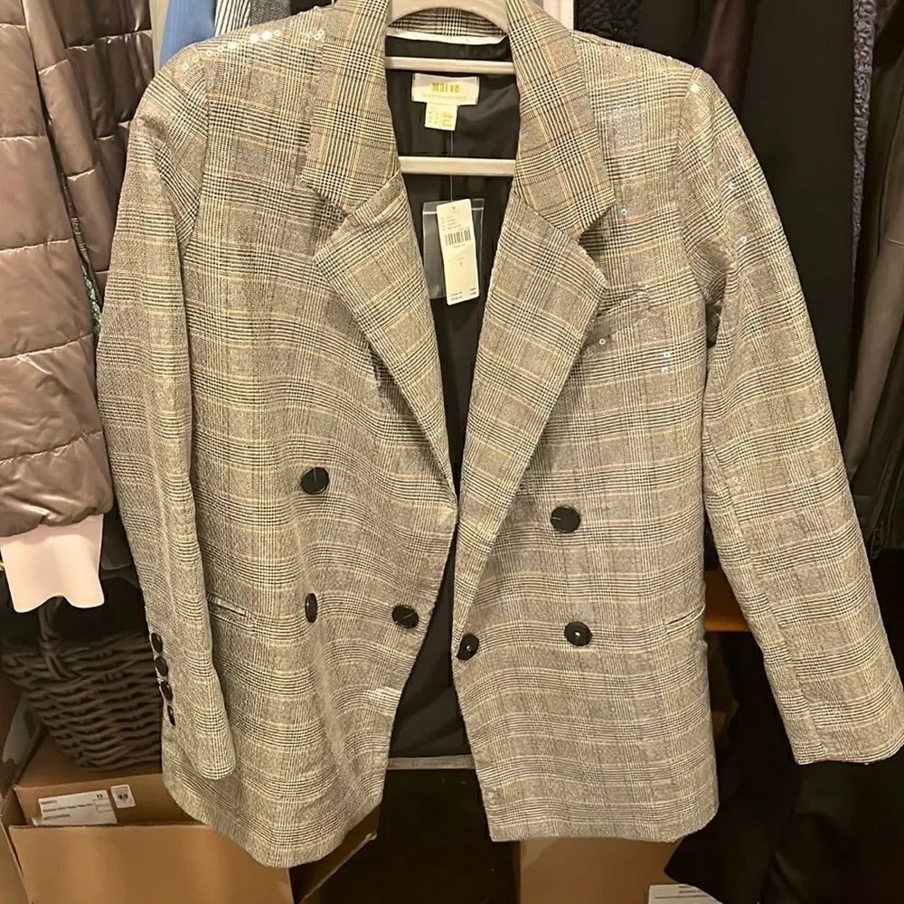 Anthropologie Maeve sequin double breasted blazer sz 0 NWT